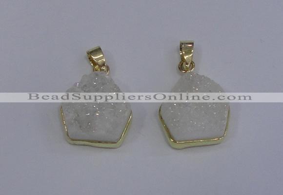 NGP4008 15*16mm freeform druzy quartz gemstone pendants