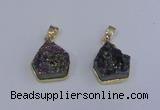 NGP4009 15*16mm freeform druzy quartz gemstone pendants