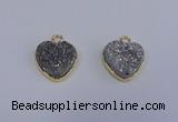 NGP4015 15*15mm heart druzy quartz gemstone pendants