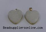 NGP4021 20*20mm heart druzy quartz gemstone pendants