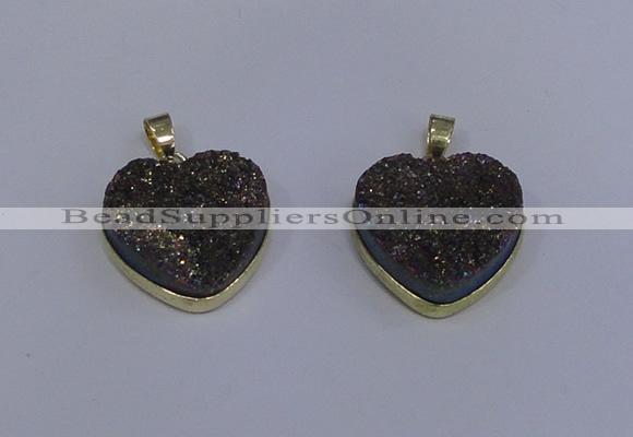 NGP4023 20*20mm heart druzy quartz gemstone pendants