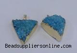 NGP4050 25*30mm – 30*35mm triangle druzy quartz pendants