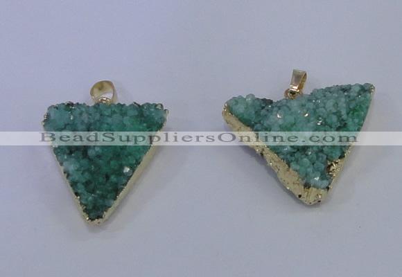 NGP4051 25*30mm – 30*35mm triangle druzy quartz pendants