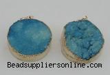 NGP4062 28mm – 30mm flat round druzy quartz pendants wholesale