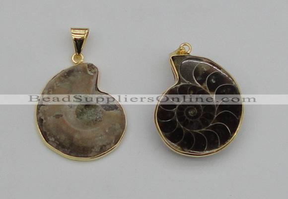 NGP4069 25*30mm – 30*35mm carved ammonite pendants wholesale