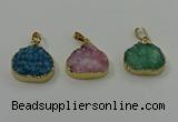 NGP4088 18*22mm - 20*24mm flat teardrop druzy quartz pendants