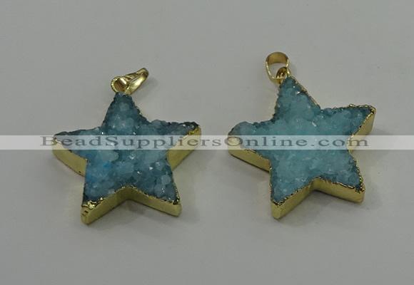 NGP4094 30*32mm - 32*35mm star druzy quartz pendants wholesale