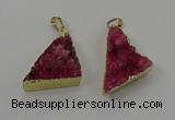 NGP4103 22*35mm - 24*40mm triangle druzy quartz pendants wholesale