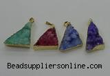 NGP4108 22*35mm - 24*40mm triangle druzy quartz pendants wholesale