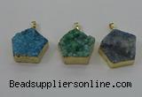 NGP4119 28*28mm - 30*30mm pentagon druzy quartz pendants wholesale