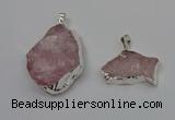 NGP4140 20*30mm - 35*45mm freeform rose quartz pendants wholesale