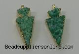 NGP4158 20*45mm - 22*48mm arrowhead druzy quartz pendants