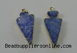 NGP4159 20*45mm - 22*48mm arrowhead druzy quartz pendants