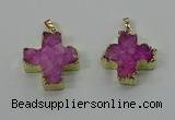 NGP4165 30*32mm cross druzy quartz pendants wholesale