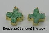 NGP4167 30*32mm cross druzy quartz pendants wholesale