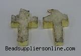 NGP4172 30*48mm - 32*50mm cross druzy quartz pendants wholesale