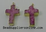 NGP4175 30*48mm - 32*50mm cross druzy quartz pendants wholesale