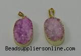 NGP4186 18*25mm - 18*28mm oval druzy quartz pendants wholesale