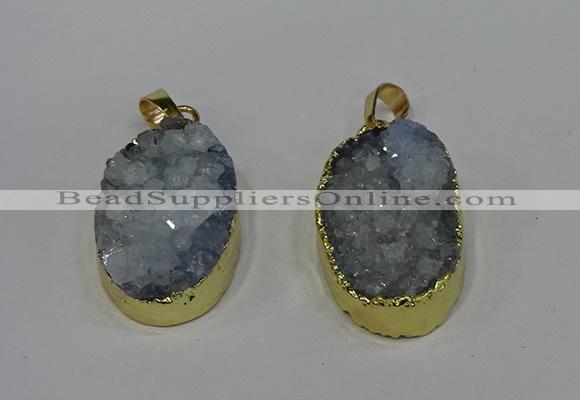 NGP4189 18*25mm - 18*28mm oval druzy quartz pendants wholesale