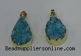 NGP4196 18*25mm - 18*28mm flat teardrop druzy quartz pendants