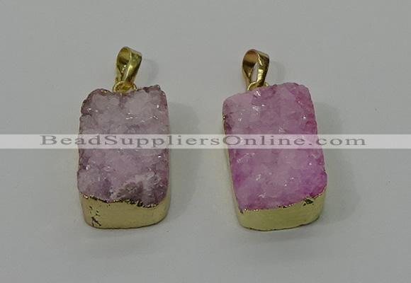 NGP4224 16*25mm - 18*25mm rectangle druzy quartz pendants wholesale