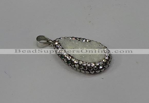 NGP4266 14*23mm flat teardrop plated quartz pendants wholesale