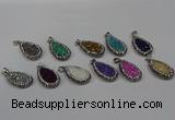 NGP4282 14*23mm flat teardrop plated quartz pendants wholesale