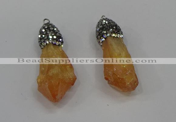 NGP4286 10*30mm - 15*45mmmm nuggets plated quartz pendants