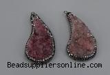 NGP4307 20*40mm - 25*50mm wing-shaped druzy quartz pendants