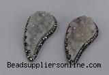 NGP4313 20*40mm - 25*50mm wing-shaped druzy quartz pendants