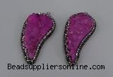 NGP4316 20*40mm - 25*50mm wing-shaped druzy quartz pendants