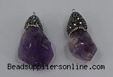 NGP4327 18*35mm - 20*40mm nuggets druzy amethyst pendants