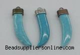 NGP4518 12*50mm - 12*55mm horn blue turquoise pendants wholesale