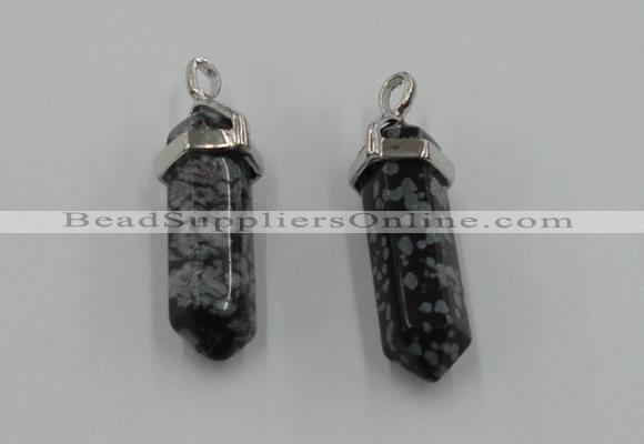 NGP5021 8*30mm sticks snowflake obsidian pendants wholesale