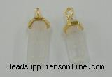 NGP5026 8*30mm sticks white crystal gemstone pendants wholesale