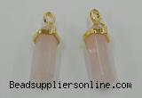 NGP5027 8*30mm sticks rose quartz gemstone pendants wholesale