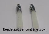 NGP5414 10*65mm sticks white jade gemstone pendants wholesale