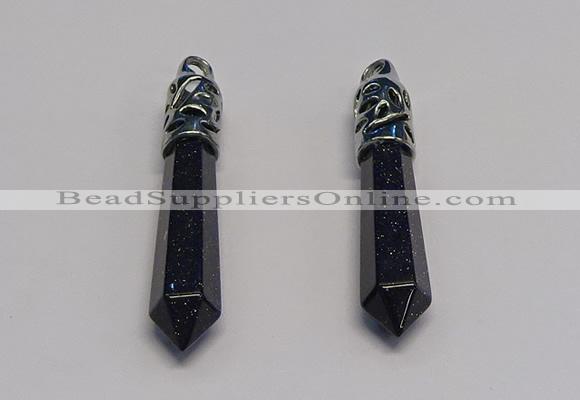 NGP5425 10*65mm sticks blue goldstone pendants wholesale