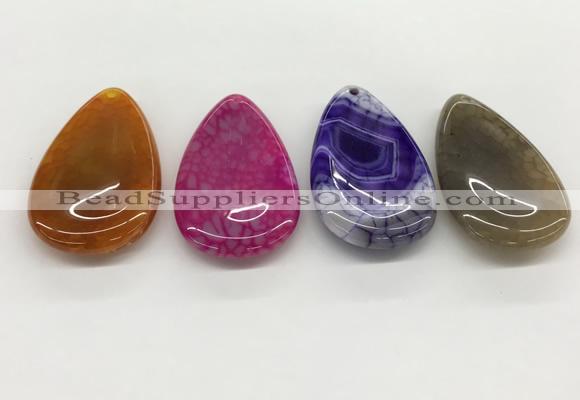 NGP5517 30*50mm flat teardrop agate gemstone pendants