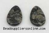 NGP5529 35*55mm flat teardrop grey opal gemstone pendants