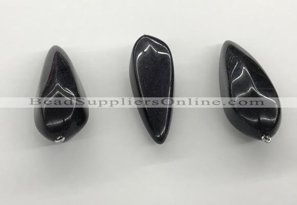 NGP5561 14*40mm - 23*58mm teardrop blue goldstone pendants