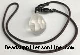 NGP5586 White crystal nugget pendant with nylon cord necklace