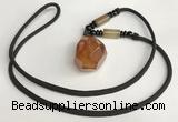 NGP5589 Agate nugget pendant with nylon cord necklace