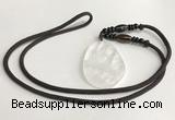 NGP5590 White crystal freeform pendant with nylon cord necklace