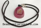 NGP5653 Agate flat teardrop pendant with nylon cord necklace