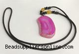 NGP5658 Agate freeform pendant with nylon cord necklace