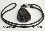 NGP5675 Agate flat teardrop pendant with nylon cord necklace