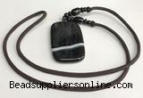 NGP5678 Agate rectangle pendant with nylon cord necklace