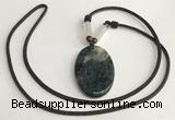 NGP5699 Agate oval pendant with nylon cord necklace