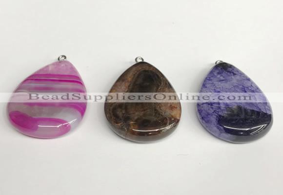 NGP5732 30*40mm flat teardrop agate pendants wholesale